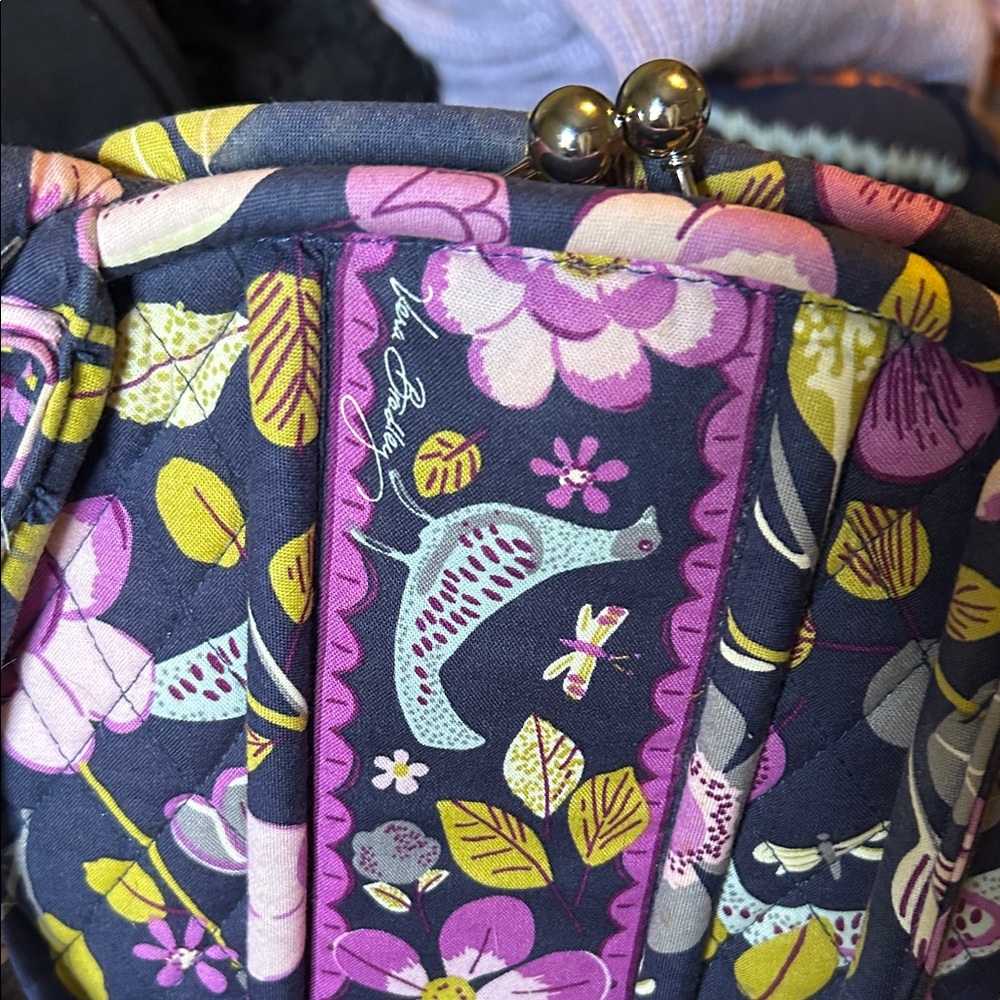 RARE Vera Bradley Floral Nightingale Kisslock Satchel Eloise Kiss N Lock Purse - Picture 2 of 8
